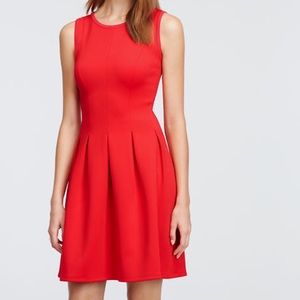 Ann Taylor Red Pleated Scuba Dress